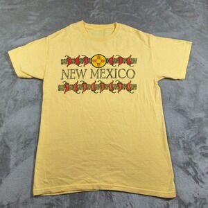 Vintage New Mexico Shirt Mens Small Yellow Chili Peppers Zia Sun 90s Southwest